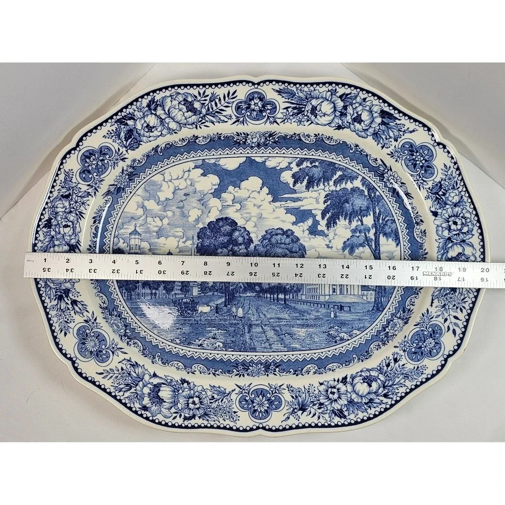 Vintage 1932 Wedgwood Yale University Blue Transferware‎ Serving Platter 20 x 16